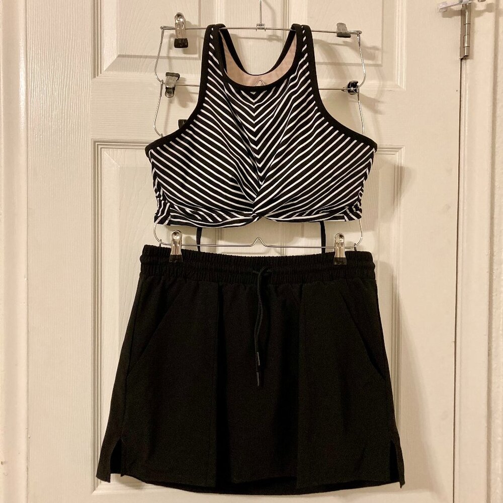 Excellent Condition, 2-pcs Swim Set, Black & White